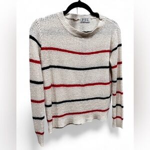 POL Cream Sweater with Red and Black Stripes